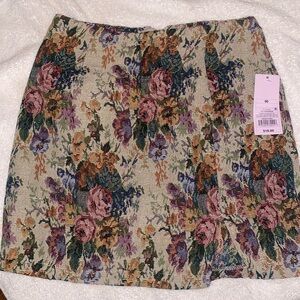 Floral Tapestry Mini Skirt